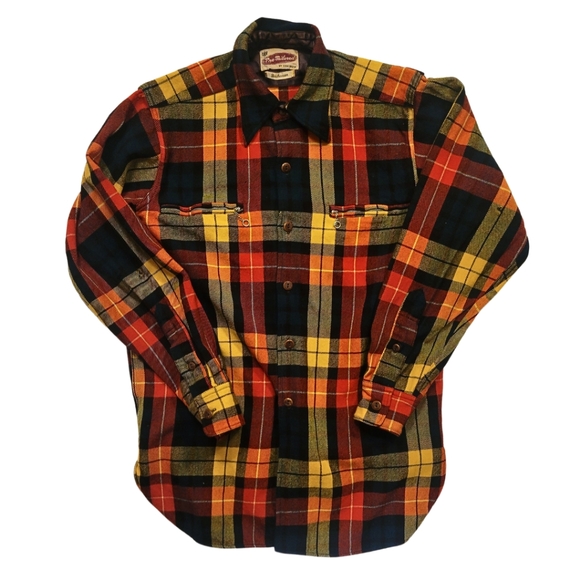 Vtg 80s Wool Plaid Flannel Shirt Men Size S Buchanan Gorpcore Distressed READ - Picture 1 of 7